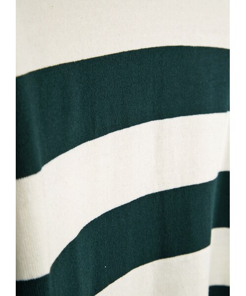 gracegift（グレースギフト）の「韓國簡單生活棉質橫條紋寬版上衣（トップス・レディース・綠/黑・F）」の3枚目の写真