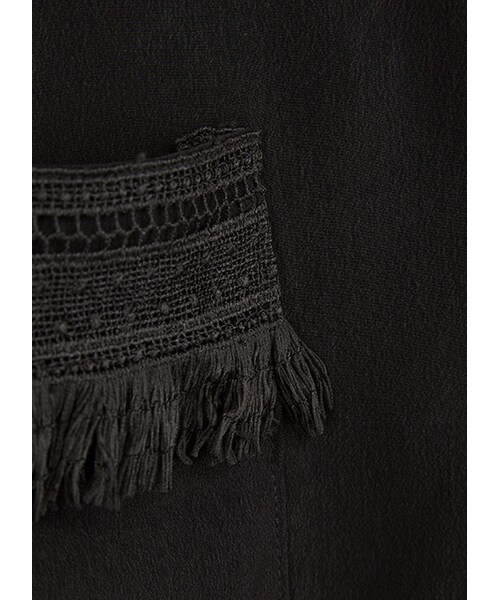 gracegift（グレースギフト）の「韓國戀秋流蘇口袋雪紡上衣（トップス・レディース・白/黑・F）」の13枚目の写真