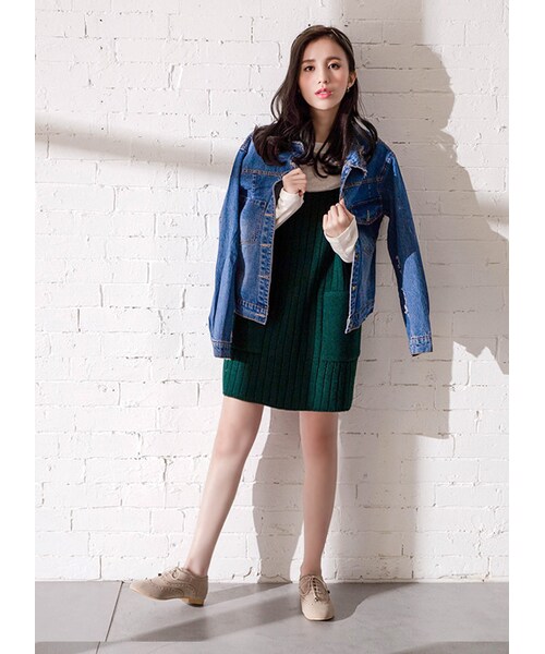 gracegift（グレースギフト）の「韓國清新學院直條針織背心洋裝（その他・レディース・綠/灰・F）」の8枚目の写真