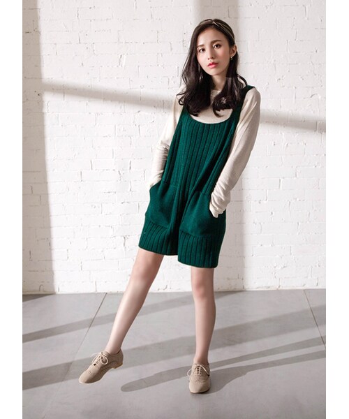 gracegift（グレースギフト）の「韓國清新學院直條針織背心洋裝（その他・レディース・綠/灰・F）」の6枚目の写真