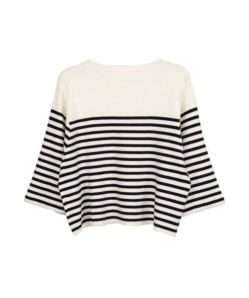 gracegift（グレースギフト）の「甜美午後珍珠寶石短版針織上衣（その他・レディース・白/條紋・F）」の12枚目の写真