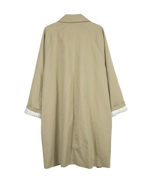 gracegift（グレースギフト）の「韓國俐落長版條紋反摺袖風衣外套（ジャケット/アウター・レディース・藍/杏・F）」の5枚目の写真