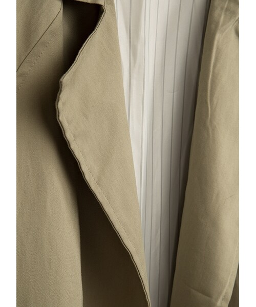 gracegift（グレースギフト）の「韓國俐落長版條紋反摺袖風衣外套（ジャケット/アウター・レディース・藍/杏・F）」の6枚目の写真