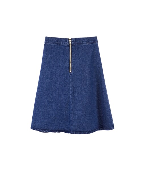 gracegift（グレースギフト）の「韓國復古柔美高腰傘擺牛仔及膝裙（スカート・レディース・藍・S/M）」の2枚目の写真