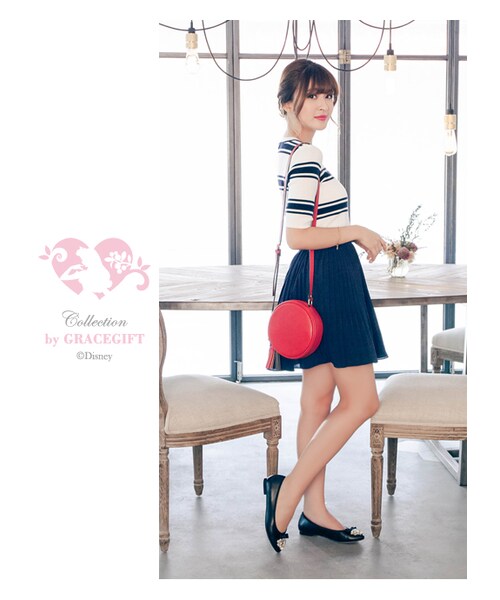 gracegift（グレースギフト）の「韓國初秋甜美雪紡百褶短裙（スカート・レディース・深藍/黑・F）」の13枚目の写真