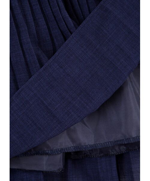 gracegift（グレースギフト）の「韓國初秋甜美雪紡百褶短裙（スカート・レディース・深藍/黑・F）」の4枚目の写真