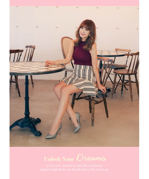 gracegift（グレースギフト）の「韓國浪漫情調幾何高腰傘裙（スカート・レディース・杏・S）」の7枚目の写真