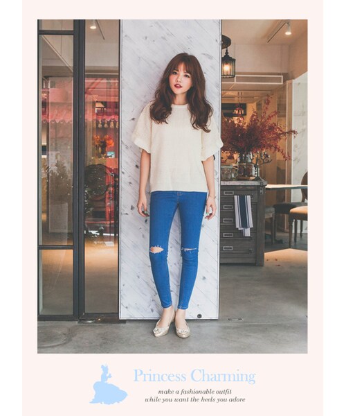 gracegift（グレースギフト）の「韓國完美激瘦小抓破窄管牛仔褲（パンツ・レディース・藍・S/M/L）」の7枚目の写真