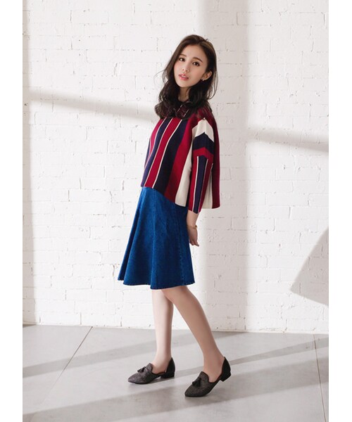 gracegift(グレースギフト)の「韓國尖頭流蘇側鏤空樂福鞋(その他・レディース・灰/酒紅・36/37/38/39/40)」の7枚目の写真