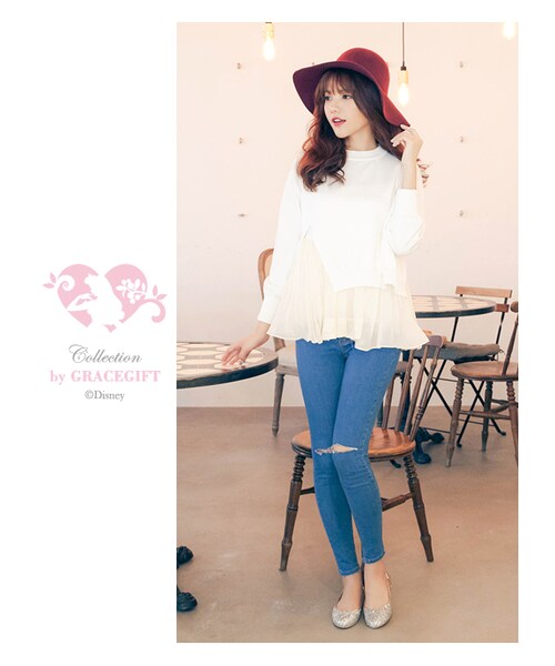 gracegift（グレースギフト）の「韓國輕法優雅素色毛呢女優帽（帽子・レディース・深灰/酒紅/黑・F）」の7枚目の写真