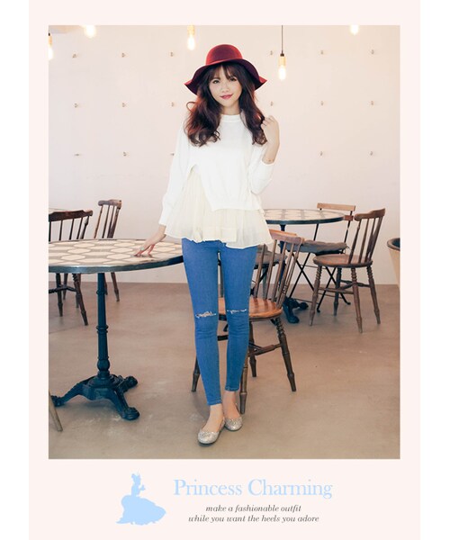 gracegift（グレースギフト）の「韓國輕法優雅素色毛呢女優帽（帽子・レディース・深灰/酒紅/黑・F）」の9枚目の写真