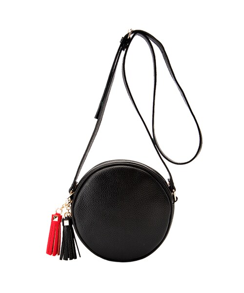 gracegift（グレースギフト）の「韓國極簡質感壓紋流蘇小圓包（バッグ・レディース・紅/黑・F）」の10枚目の写真