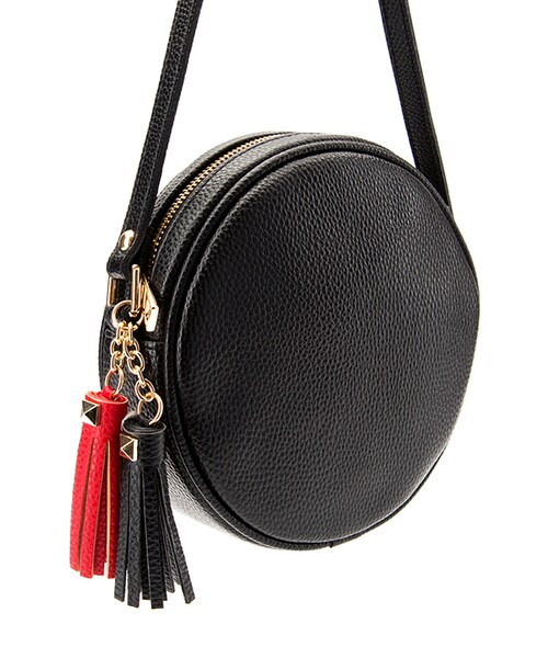 gracegift（グレースギフト）の「韓國極簡質感壓紋流蘇小圓包（バッグ・レディース・紅/黑・F）」の11枚目の写真