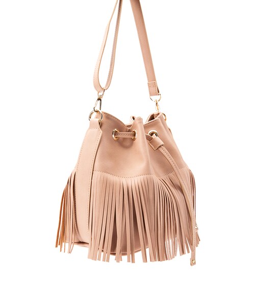 gracegift（グレースギフト）の「韓國流蘇皮革束口水桶包（バッグ・レディース・杏・F）」の3枚目の写真