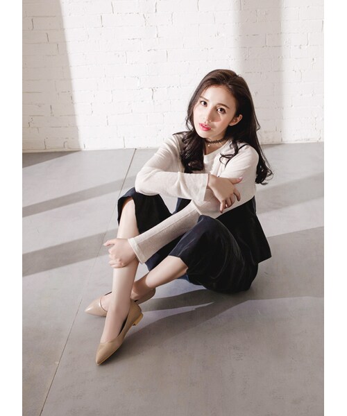 gracegift（グレースギフト）の「韓國後寶石尖頭平底鞋（シューズ・レディース・黑/杏・36/37/38/39/40）」の18枚目の写真