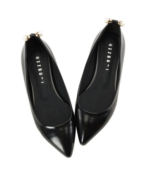 gracegift（グレースギフト）の「韓國後寶石尖頭平底鞋（シューズ・レディース・黑/杏・36/37/38/39/40）」の3枚目の写真