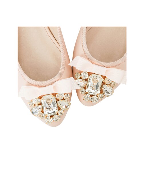 gracegift（グレースギフト）の「貝兒玫瑰寶石平底鞋（シューズ・レディース・蕾絲白・35/36/37/38/39/40/41）」の5枚目の写真