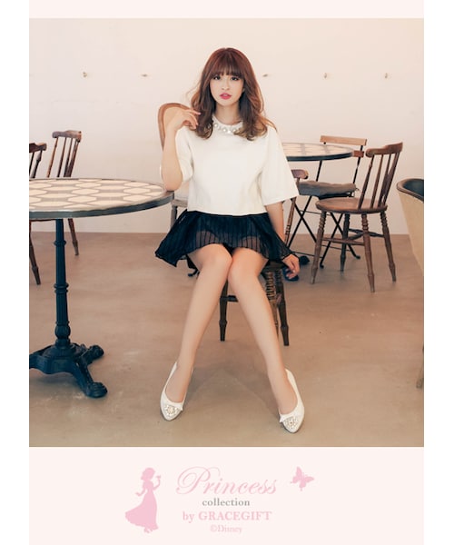 gracegift（グレースギフト）の「貝兒玫瑰寶石平底鞋（シューズ・レディース・蕾絲白・35/36/37/38/39/40/41）」の12枚目の写真