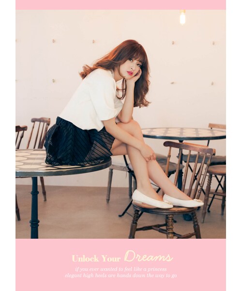 gracegift（グレースギフト）の「貝兒玫瑰寶石平底鞋（シューズ・レディース・蕾絲白・35/36/37/38/39/40/41）」の10枚目の写真