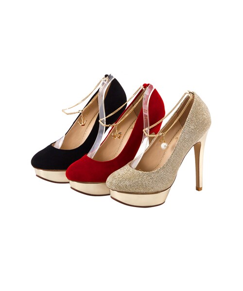 gracegift（グレースギフト）の「公主2way不對稱踝鍊跟鞋（シューズ・レディース・正紅・35/36/37/38/39/40/41）」の13枚目の写真