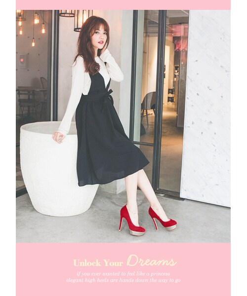 gracegift（グレースギフト）の「公主2way不對稱踝鍊跟鞋（シューズ・レディース・正紅・35/36/37/38/39/40/41）」の9枚目の写真