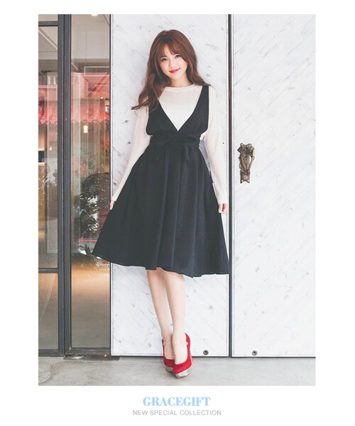 gracegift（グレースギフト）の「公主2way不對稱踝鍊跟鞋（シューズ・レディース・正紅・35/36/37/38/39/40/41）」の10枚目の写真