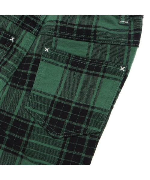 apres les cours（アプレレクール）の「チェック＆無地スキニーパンツ（パンツ・キッズ・ブラック/グリーン/マスタード・80/90/100/110/120/130/140）」の9枚目の写真