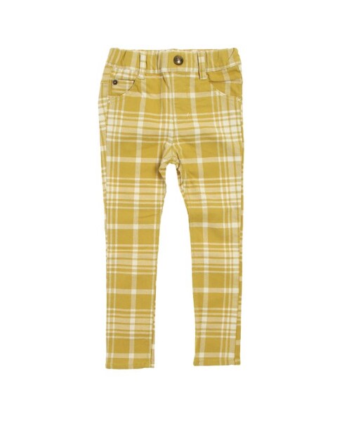apres les cours（アプレレクール）の「チェック＆無地スキニーパンツ（パンツ・キッズ・ブラック/グリーン/マスタード・80/90/100/110/120/130/140）」の4枚目の写真