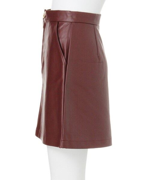 EVRIS（エヴリス）の「フェイクレザー台形スカート（スカート・レディース・ブラック/ボルドー・S/M）」の6枚目の写真