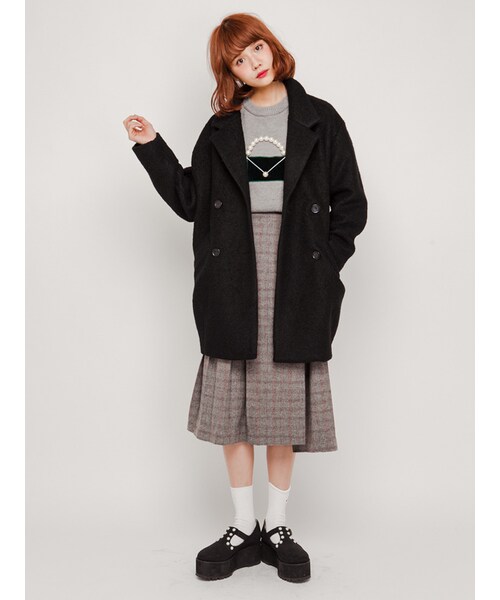 merry jenny（メリージェニー）の「ブークレコクーンコート（ジャケット/アウター・レディース・グレー/ブラック/アイスブルー/ベージュ・F）」の6枚目の写真