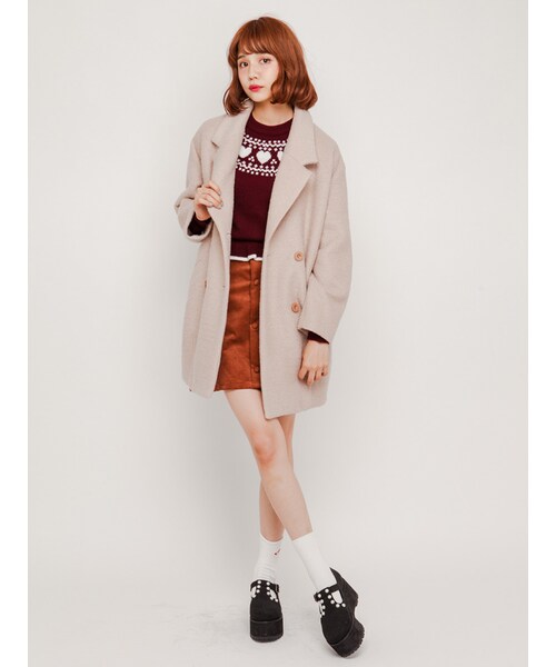 merry jenny（メリージェニー）の「ブークレコクーンコート（ジャケット/アウター・レディース・グレー/ブラック/アイスブルー/ベージュ・F）」の7枚目の写真