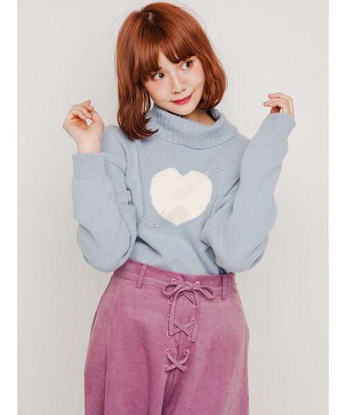 merry jenny（メリージェニー）の「キューピッドタートルニット（トップス・レディース・アイボリー/ブラック/オレンジ/ブルー・F）」の5枚目の写真