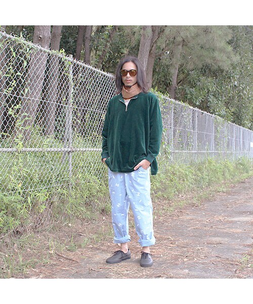 Vintage Clothing（ヴィンテージクロージング）の「Velour Corduroy Half Zip Tee（トップス・Dark Green・One）」の7枚目の写真