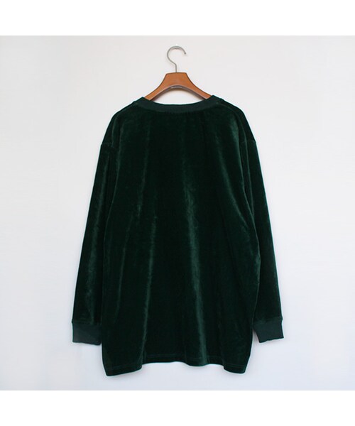 Vintage Clothing（ヴィンテージクロージング）の「Velour Corduroy Half Zip Tee（トップス・Dark Green・One）」の2枚目の写真