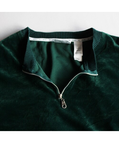Vintage Clothing（ヴィンテージクロージング）の「Velour Corduroy Half Zip Tee（トップス・Dark Green・One）」の3枚目の写真