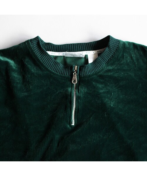 Vintage Clothing（ヴィンテージクロージング）の「Velour Corduroy Half Zip Tee（トップス・Dark Green・One）」の4枚目の写真