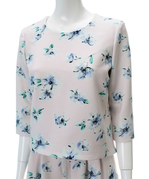 31 Sons de mode（トランテアン　ソン　ドゥ　モード）の「花柄プリントセットアッププルオーバー（トップス・レディース・ブラック/オフホワイト/ピンク・36/38）」の7枚目の写真