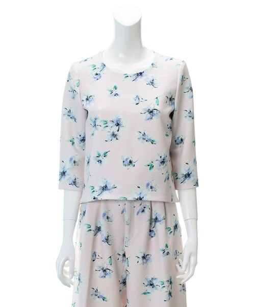 31 Sons de mode（トランテアン　ソン　ドゥ　モード）の「花柄プリントセットアッププルオーバー（トップス・レディース・ブラック/オフホワイト/ピンク・36/38）」の3枚目の写真