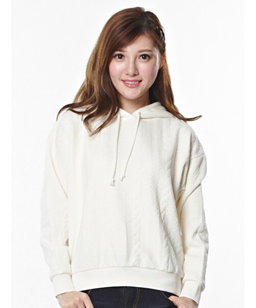 Honeys（ハニーズ）の「キルティングパーカー（スウェット・パーカー・レディース・アイボリー/コン/杢グレー/杢ベージュ・Ｍ/Ｌ）」の2枚目の写真