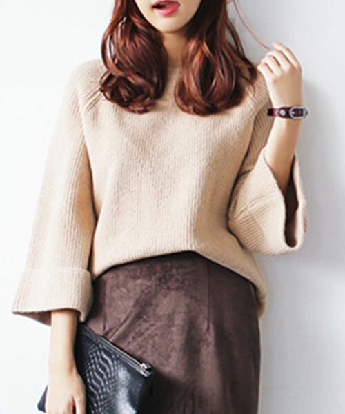 DHOLIC(ディーホリック)の「ワイドスリーブニットプルオーバー(ニット/セーター・レディース・オリーブグリーン/グレー/ピンク/ブラック/ベージュ/ホワイトアイボリー/ミント・FREE)」の5枚目の写真