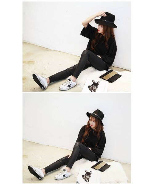 Aco Design（アコデザイン）の「ゆったり 無地 tシャツ レディース/tシャツ 7分袖/ゆるtシャツ（Tシャツ/カットソー・レディース・ブラック・肩幅：58　バスト：120　袖丈：30.5　袖周り：50　総丈(前/後)：62/64）」の5枚目の写真