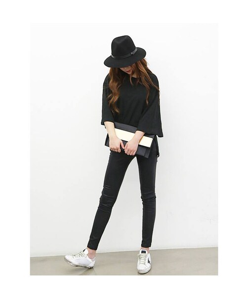 Aco Design（アコデザイン）の「ゆったり 無地 tシャツ レディース/tシャツ 7分袖/ゆるtシャツ（Tシャツ/カットソー・レディース・ブラック・肩幅：58　バスト：120　袖丈：30.5　袖周り：50　総丈(前/後)：62/64）」の11枚目の写真