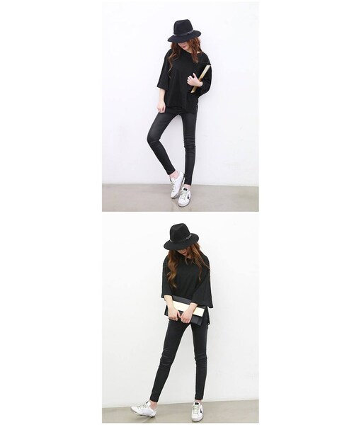 Aco Design（アコデザイン）の「ストレッチ スキニーパンツ 黒/フェイクレザー パンツ/コーティング スキニー（その他パンツ・レディース・ブラック・25-30）」の6枚目の写真