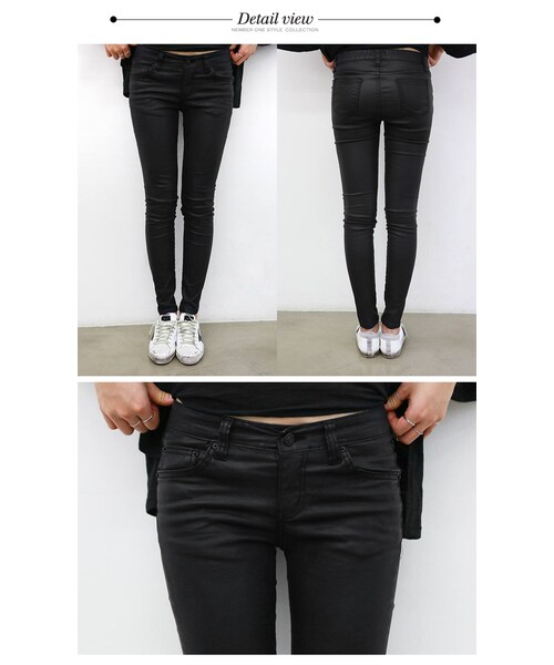 Aco Design（アコデザイン）の「ストレッチ スキニーパンツ 黒/フェイクレザー パンツ/コーティング スキニー（その他パンツ・レディース・ブラック・25-30）」の10枚目の写真