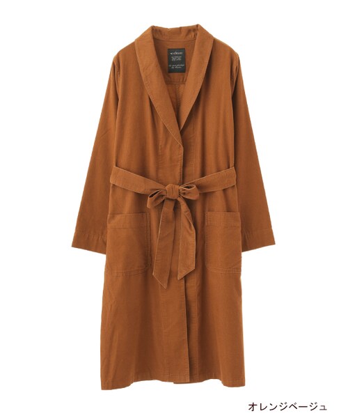 w closet（ダブルクローゼット）の「コーデュロイガウンコート（ジャケット/アウター・レディース・Lグレー/オレンジベージュ/ブラック・FREE）」の3枚目の写真