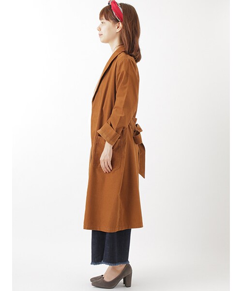 w closet（ダブルクローゼット）の「コーデュロイガウンコート（ジャケット/アウター・レディース・Lグレー/オレンジベージュ/ブラック・FREE）」の5枚目の写真