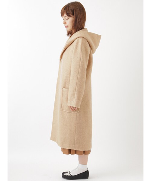 w closet(ダブルクローゼット)の「【予約】ブークレ起毛フードコート(ジャケット/アウター・レディース・ベージュ/グレー/ネイビー・FREE)」の5枚目の写真