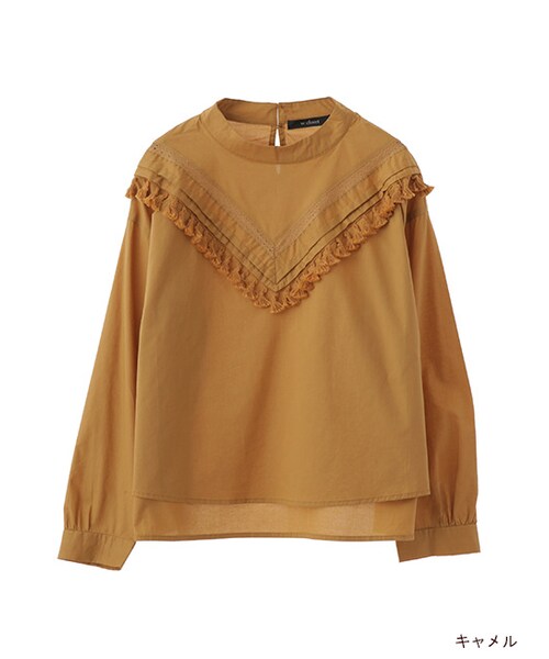 w closet（ダブルクローゼット）の「タッセル付き長袖ブラウス（トップス・レディース・オフホワイト/キャメル/カーキ・FREE）」の2枚目の写真