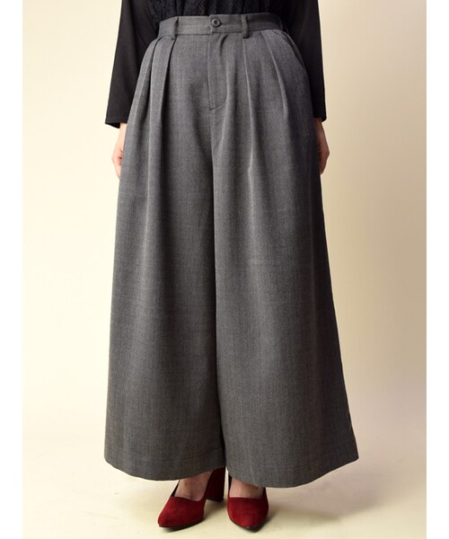 w closet（ダブルクローゼット）の「ウエストタックワイドパンツ（パンツ・レディース・グレンチェック/ヘリンボン・FREE）」の3枚目の写真