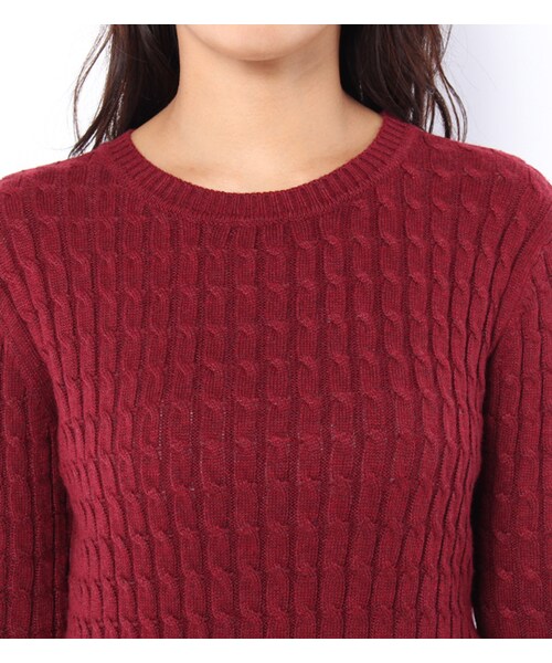 mysty woman(ミスティウーマン)の「カシミヤ混ケーブルニットプルオーバー(トップス・レディース・オフホワイト/トップグレー/ボルドー/ネイビー)」の8枚目の写真